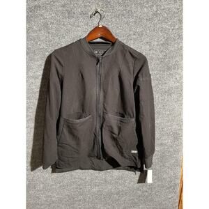 FIGS Scrub Jacket Womens XS Black Technical Collection Full Zip Pockets Medical